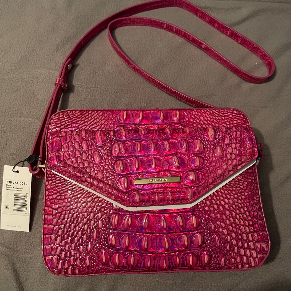 BRAHMIN Shea Crossbody Potion Melbourne Pink Genuine Leather NWT